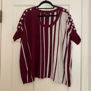 Everly striped maroon ivory off white dolman sweater S